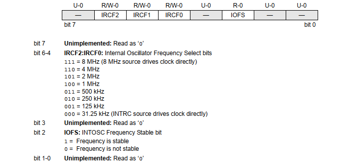 Using the Internal RC Oscillator of PIC16F818 in XC8