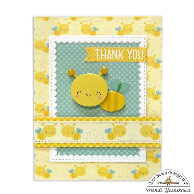 Doodlebug Design Spring Things Bumblebee Thank You Card by Mendi Yoshikawa