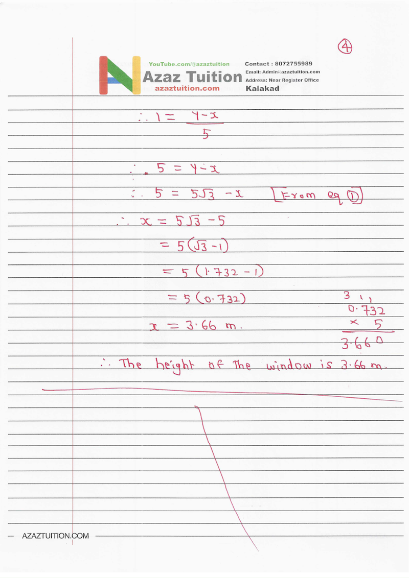 TN Samacheer 10 Maths Trigonometry Chapter 6 Hand Written Solution