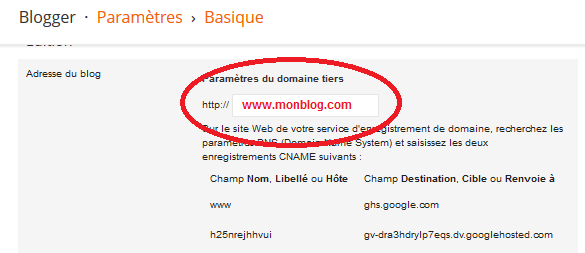 Nom de domaine personnel pour un Blog sous Blogger 