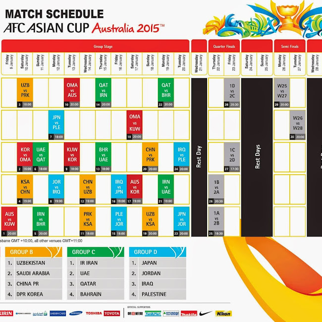 AFC Asian Cup 205 Match Schedule downloadable