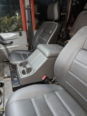 Diesel heater console and cubby box in a Land Rover Defender