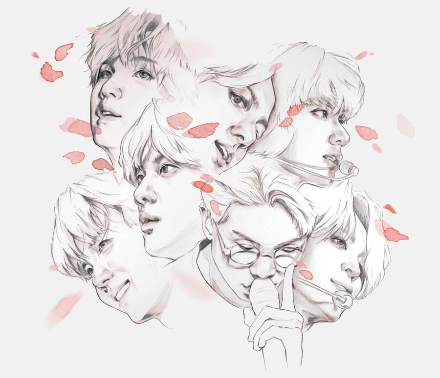 10-BTS-In-the-middle-of-a-concert-Drawing-Studies-Portraits-CC-Pandas