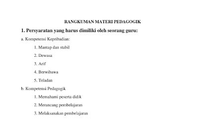 Download Rangkuman Materi UKG Pedagogik 2016