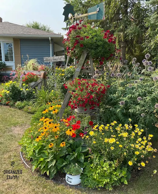 Photo of front yard flower border.