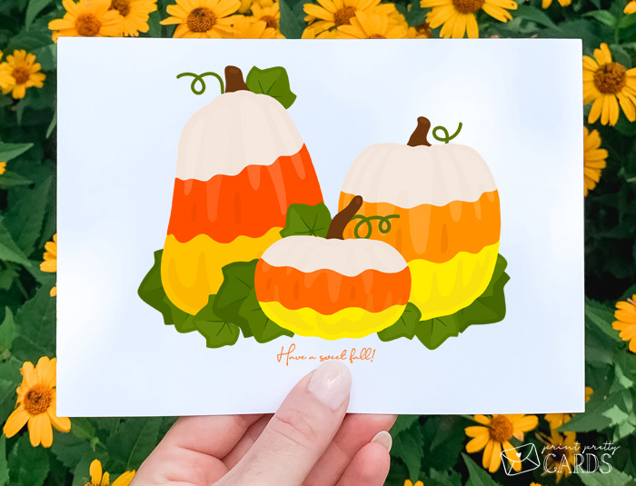 Printable Candy Corn Pumpkin Card