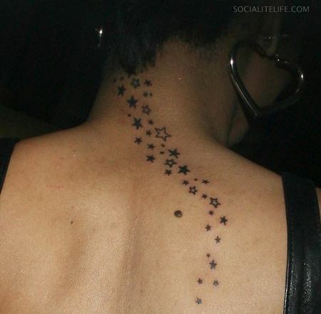 I gotta say I love star tattoos and this one of Rihanna Tattoos on her back