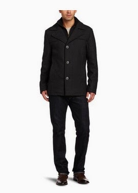 Kenneth Cole Pea Coat Men's Melton Single-Breasted Coat