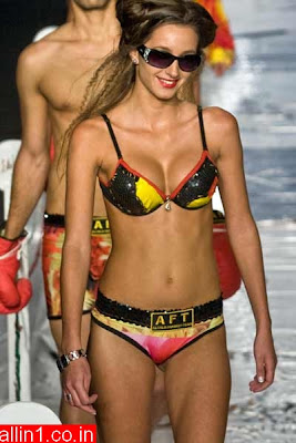 indian model in bikini on ramp