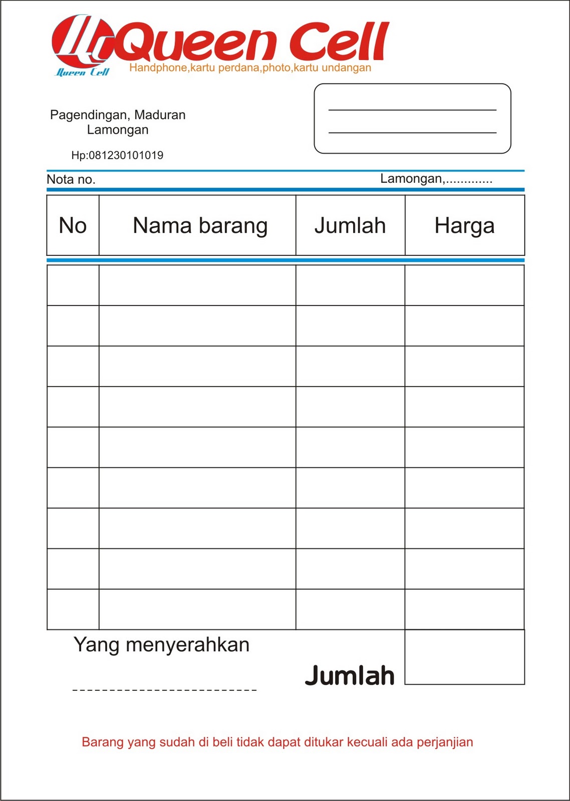 Download template bon corelDRAW X4 ~ Stanastanza