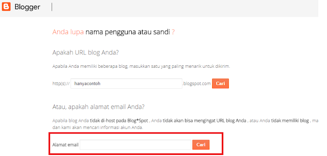 Cara Memulihkan Blog Dengan Alamat Email