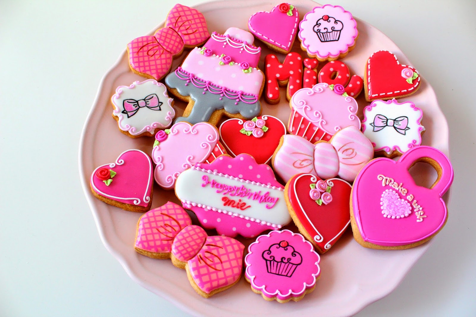 Sweeten Your Day Pink Red Lovely Icing Cookies ガーリーアイシングクッキー