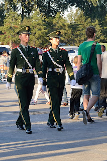 Police on duty at near Tian'anmen Square on National Day 2012