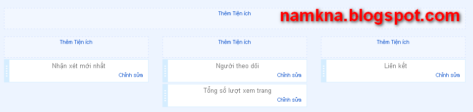 Footer được chia thành 3 cột.