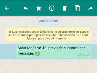 Supprimer un message Whatsapp envoyé par erreur
