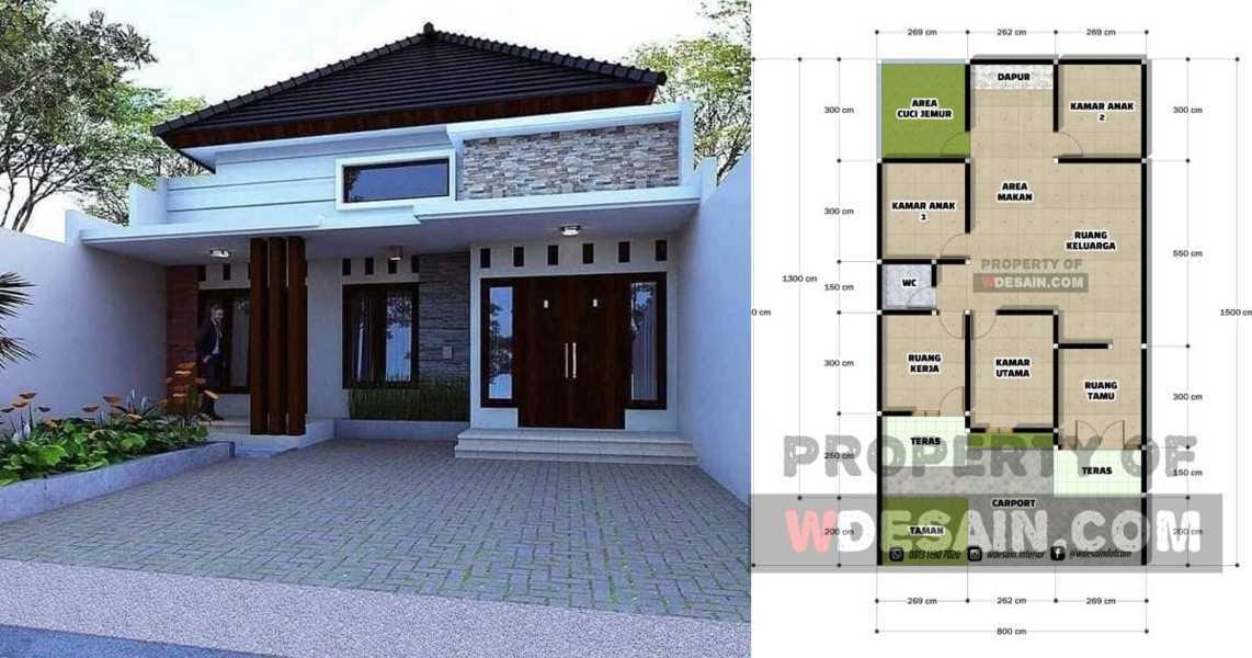 Denah Rumah  8x15 Dengan 3 Kamar Tidur DESAIN  RUMAH  MINIMALIS