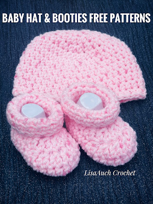 newborn hat and bootie crochet pattern  Baby Hat and Baby Booties Crochet Pattern FREE