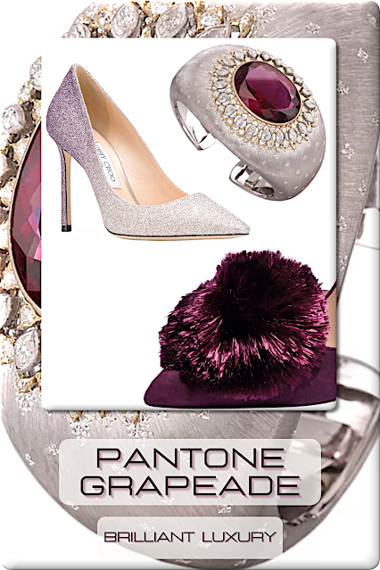 ♦Pantone Fashion Color Grapeade #pantone #fashioncolor #pink #shoes #bags #jewelry #brilliantluxury