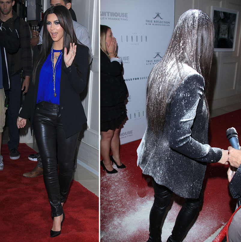 Kim Kardashian flour bombed
