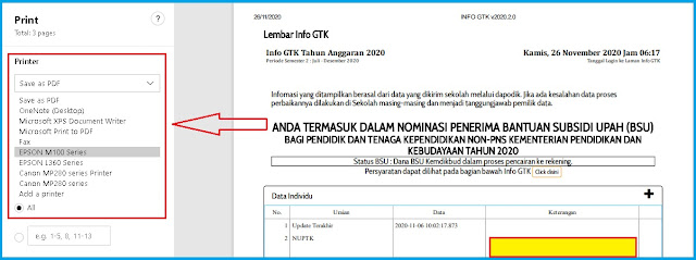 Cetak info gtk