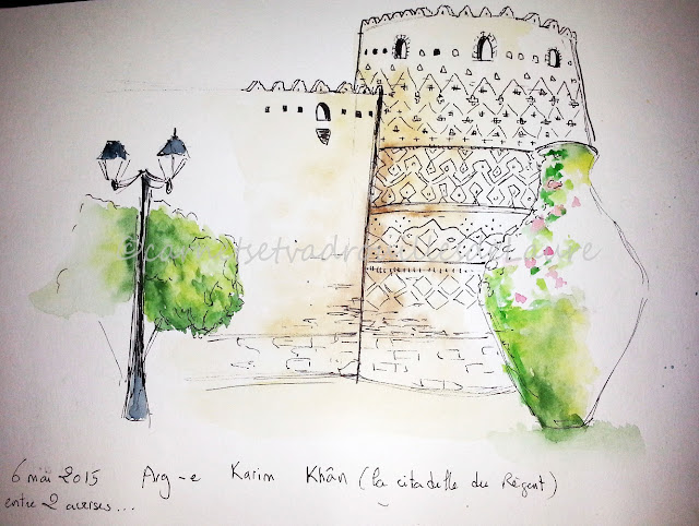 Carnet-de-voyage-Iran-Chiraz-aquarelle-carnetsetvadrouillesdelaure