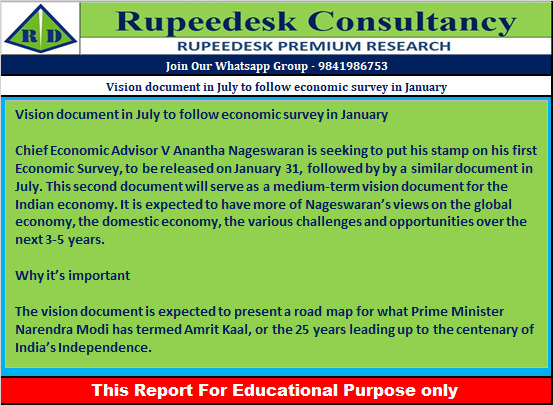 Vision document in July to follow economic survey in January - Rupeedesk Reports - 24.11.2022