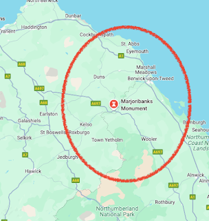 Mapa de Escocia resaltando Midlothian y West Lothian, hogar principal del Clan Marjoribanks.