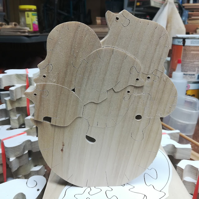 Handmade Wood Hedgehog Family Stacking Puzzle