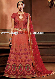 Classic Salmon Art Silk Lehenga