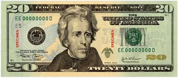 20 dollar bill back. 20 dollar bill back and front.