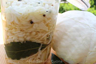 Cavolo cappuccio bianco, tagliato a listarelle e sottoposto a fermentazione lattica. Un alimento ricco di vitamine e sali minerali.