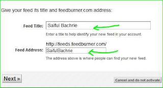 cara instal feedburner