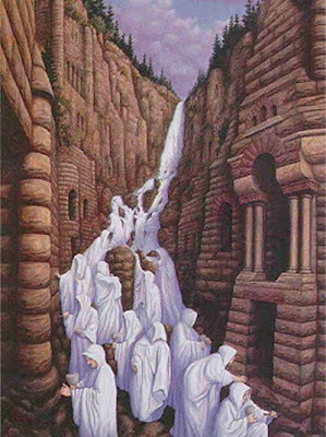 Waterfall Transform into Monks Illusions