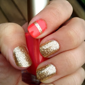 Golden nail art design..
