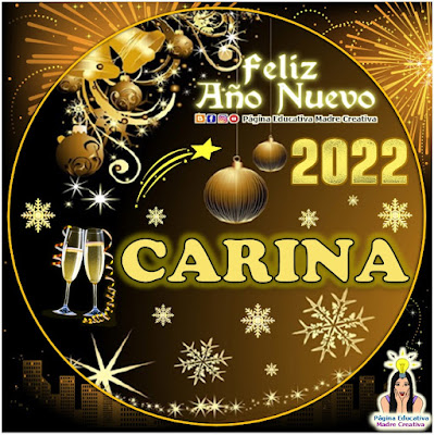 Nombre CARINA por Año Nuevo 2022 - Cartelito mujer