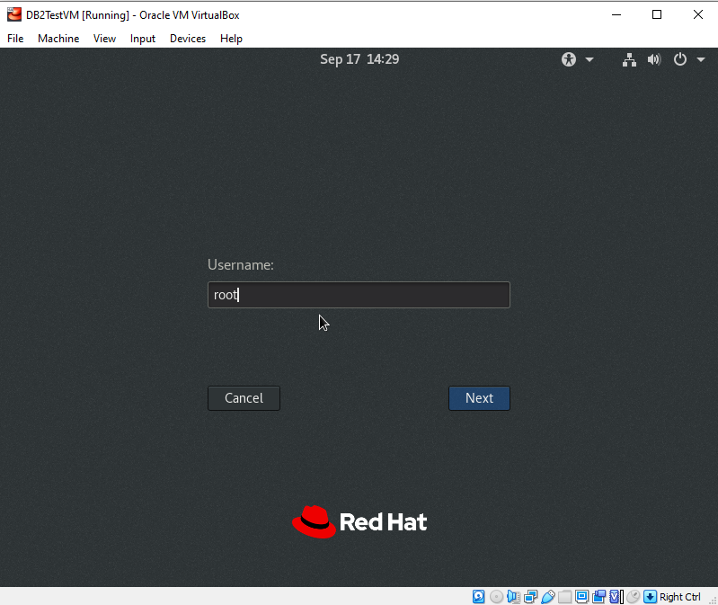 RHEL 8.2 Login Screen