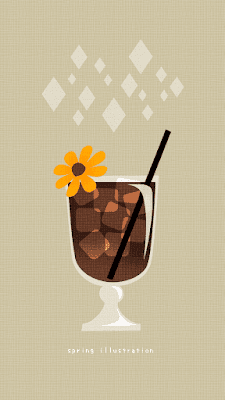 【アイスコーヒー】飲み物のおしゃれでシンプルかわいいイラストスマホ壁紙/ホーム画面/ロック画面