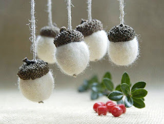 giveaway white felted acorns