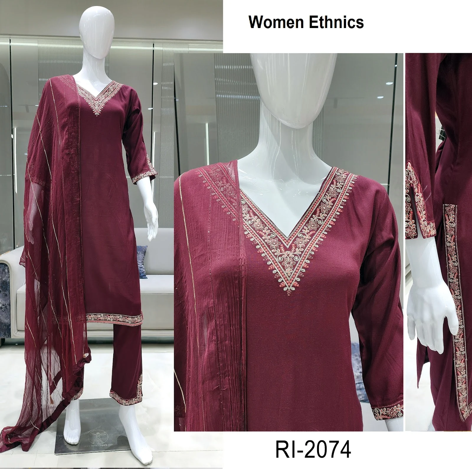 Plain 0506 Women Ethnics Reyon Readymade Pant Style Suits