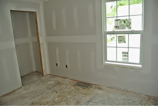 Picture of bedroom 3 view from inside the room with drywall installed