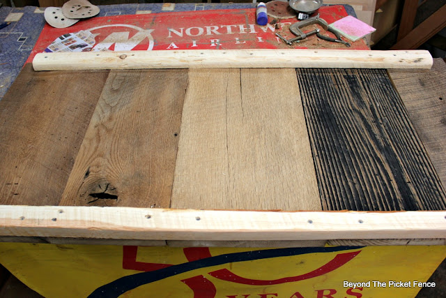 kitchen island, reclaimed wood, barnwood, salvaged, crate, DIY, http://bec4-beyondthepicketfence.blogspot.com/2016/02/reclaimed-wood-island.html