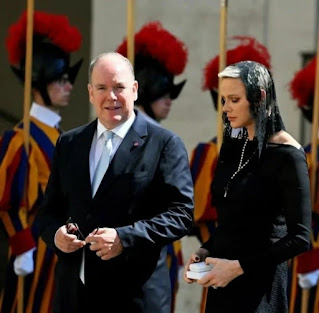 Prince Albert and Princess Charlene meet Pope Francis in Vatican