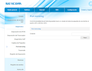 Sercomm FG824CD - Port mirroring iniciado