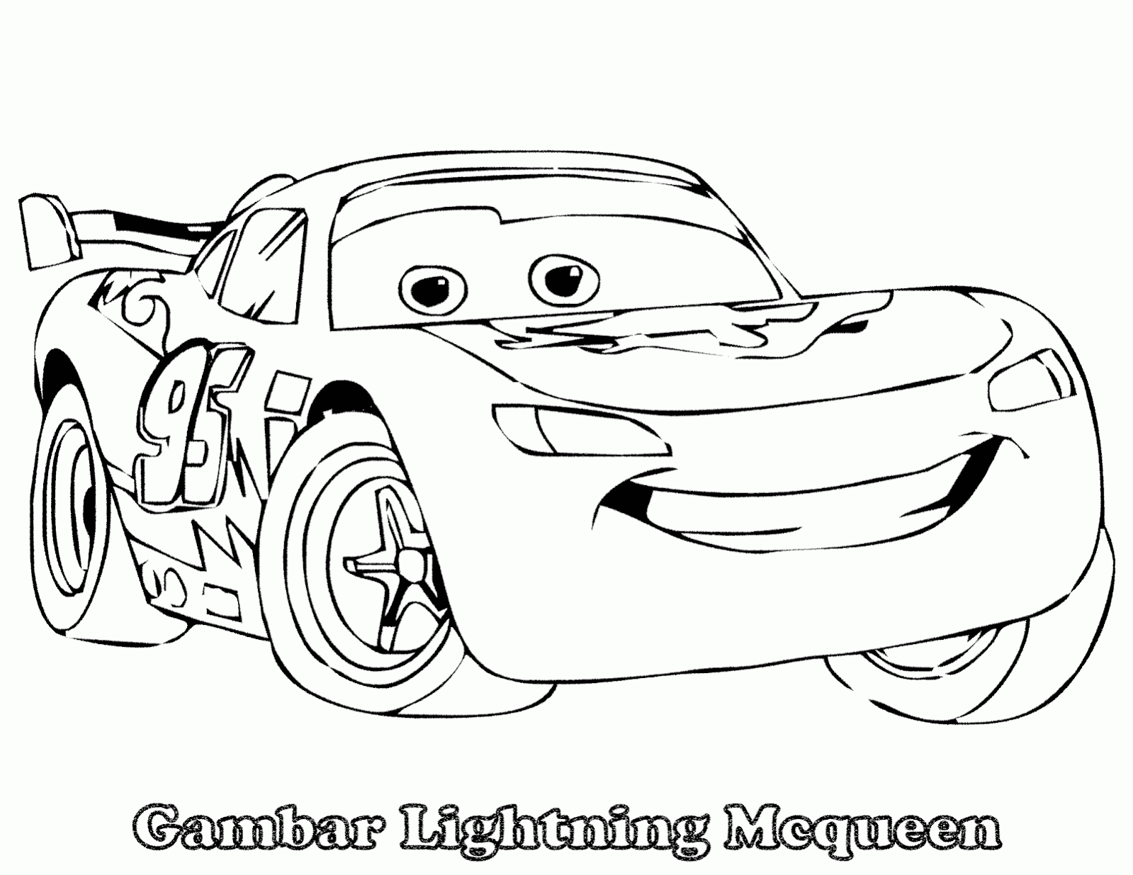 Mewarnai Gambar Lightning Mcqueen,Tokoh Film Cars - Contoh 