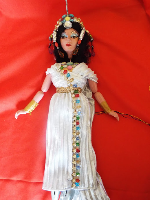 Cleopatra, Egyptian, Queen, Pelham Puppet, marionette, redressed, special commission