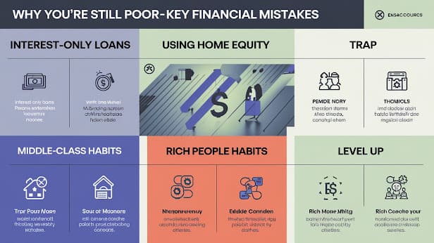 llustration of financial traps and mistakes such as interest-only loans, credit card debt, and lack of savings affecting personal wealth