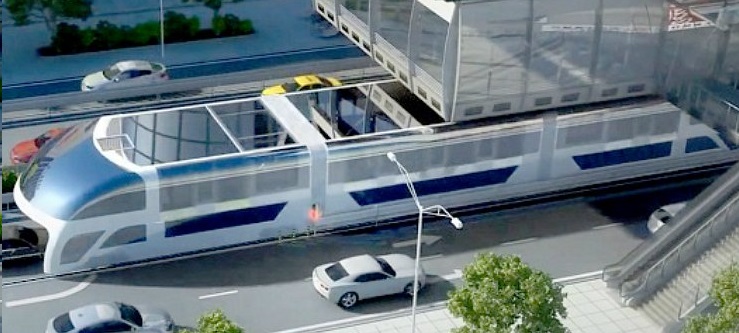 Elevated Bus Rides Right Over Traffic