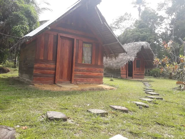 " Tourist lodges at Tio Boto Eco resort in Sipaliwini Suriname"