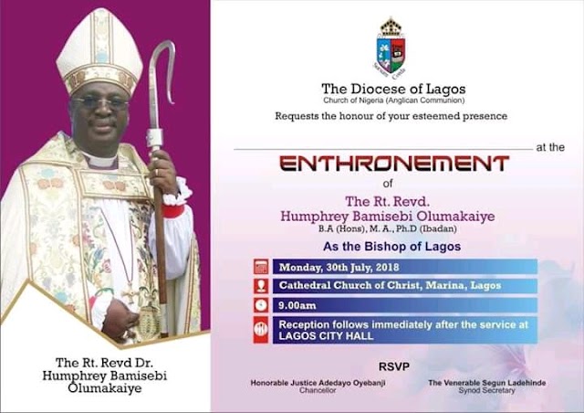 Rt Revd, Humphrey Bamisebi Olumakaiye Becomes New Anglican Bishop Of Lagos [EXCLUSIVE PHOTOS]