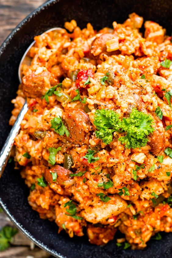 Sausage & Chicken Cajun Jambalaya has all of the flavors of authentic jambalaya. It comes together in one pot, is gluten-free and dairy-free!